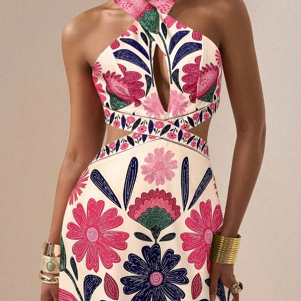 Hot Pink Boho Women's Dress - Picture 4 of 6